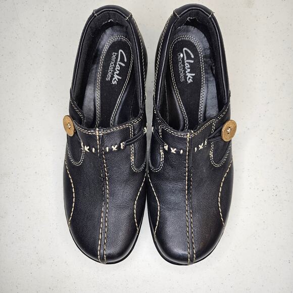 Clarks Bendables Sixty Delta Women's Size 6 Black 35062 Split Toe Mocassin Loop - Picture 4 of 6
